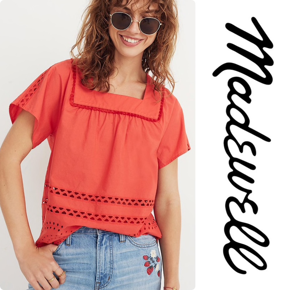 Madewell Eyelet Angelica Top - Picture 1 of 7